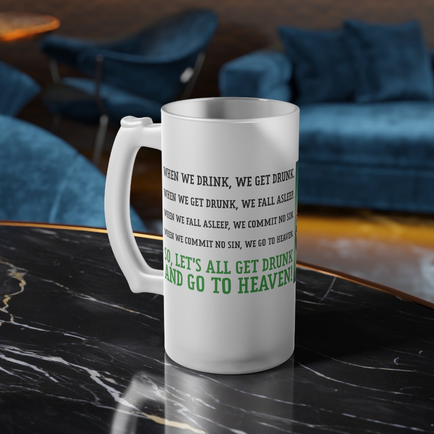 Go to Heaven Frosted Glass Beer Mug