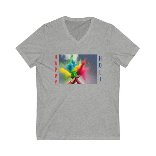 Happy Holi Short Sleeve V-Neck Tee